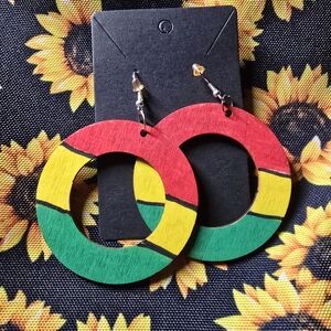 Colorful Wooden Hoop Earrings